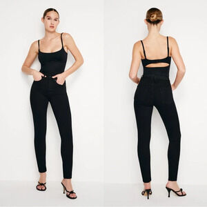 Good American Women’s Good Legs Skinny Fit Jeans Mid Rise in Black Size 25